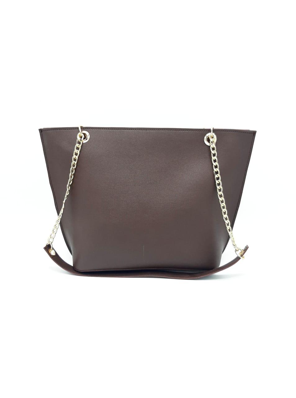 Tote with Patch Pocket & Gold Chain Straps