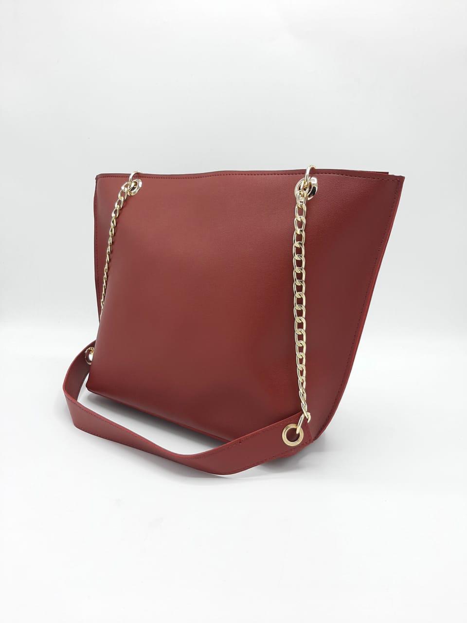 Tote with Patch Pocket & Gold Chain Straps