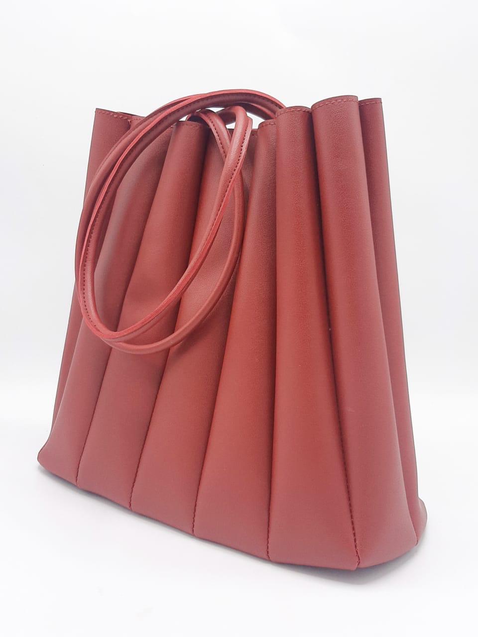 Crimson Pleat Tote