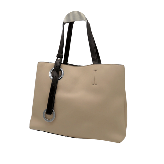 Beige & Brown Tote Bag