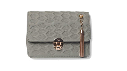 Embossed Leaf Pattern Mini Crossbody with Tassel Charm