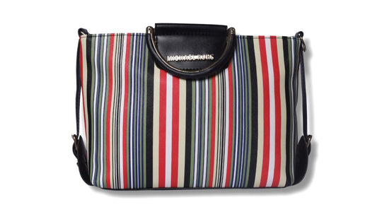 Striped Pattern Handbag with Zip Pocket