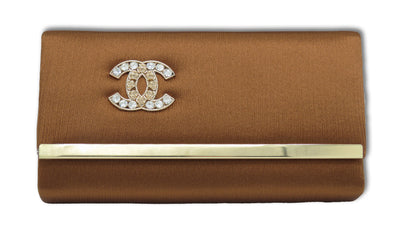 Elegant Burgundy Clutch with Crystal Logo Accent