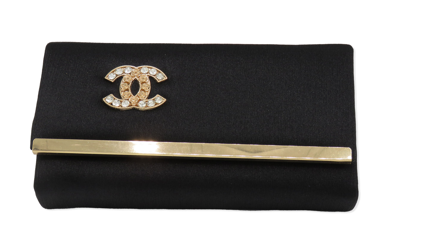 Elegant Burgundy Clutch with Crystal Logo Accent