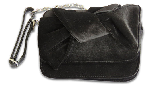 Midnight Velvet Bow Clutch Bag