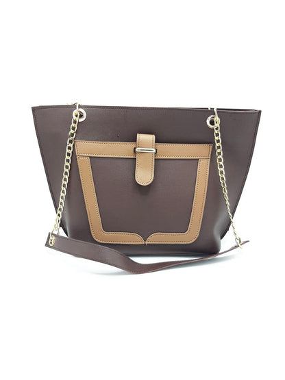 Tote with  Patch Pocket & Gold Chain Straps