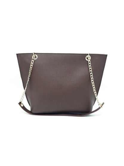Tote with  Patch Pocket & Gold Chain Straps
