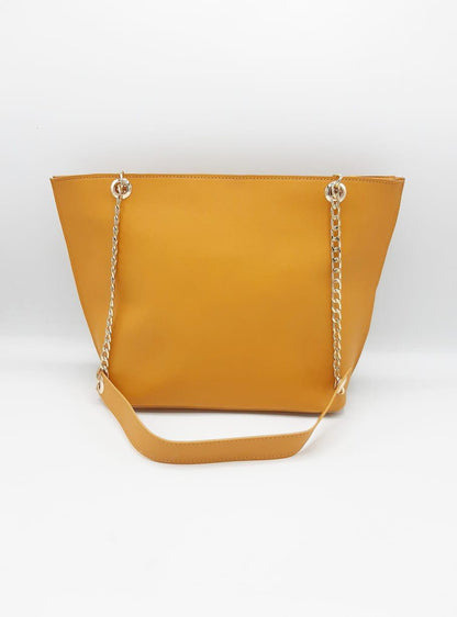 Tote with  Patch Pocket & Gold Chain Straps