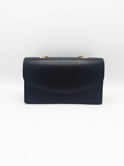 Croc-Texture Chain Shoulder Bag