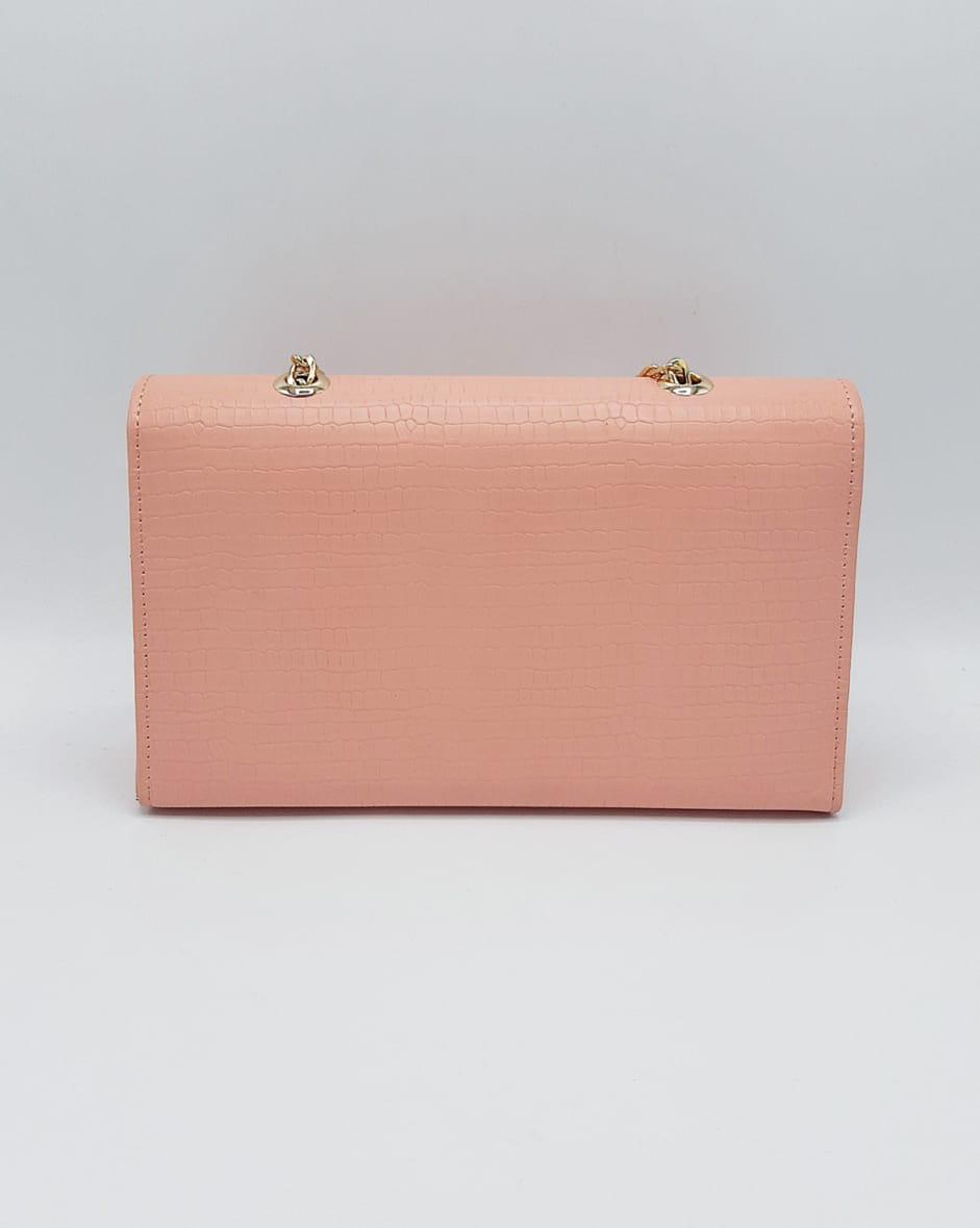 Croc-Texture Chain Shoulder Bag
