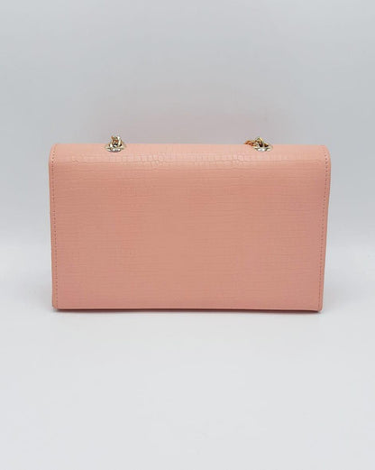 Croc-Texture Chain Shoulder Bag