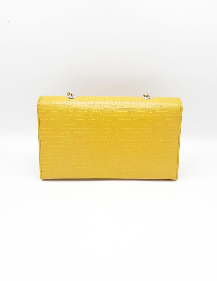 Croc-Texture Chain Shoulder Bag