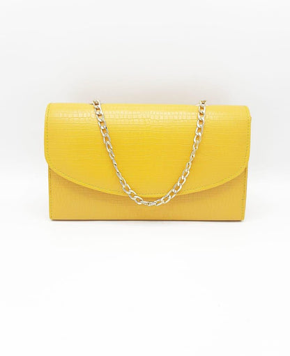 Croc-Texture Chain Shoulder Bag